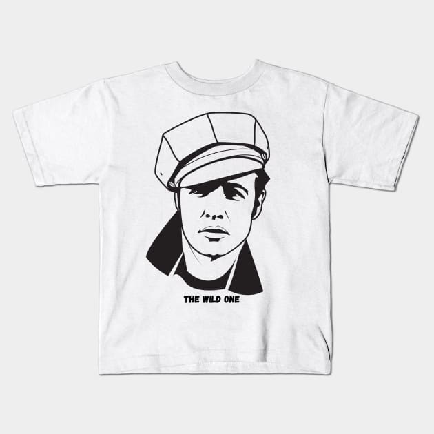 Marlon Brando - The Wild One Kids T-Shirt by equiliser